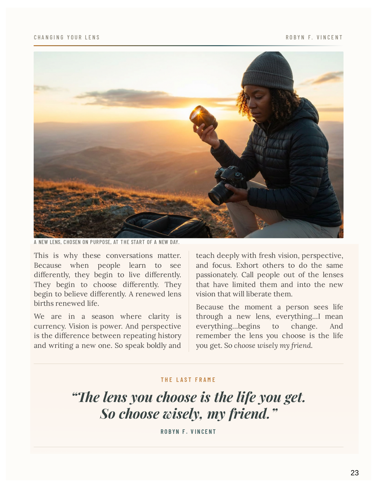 Changing Your Lens feature spread